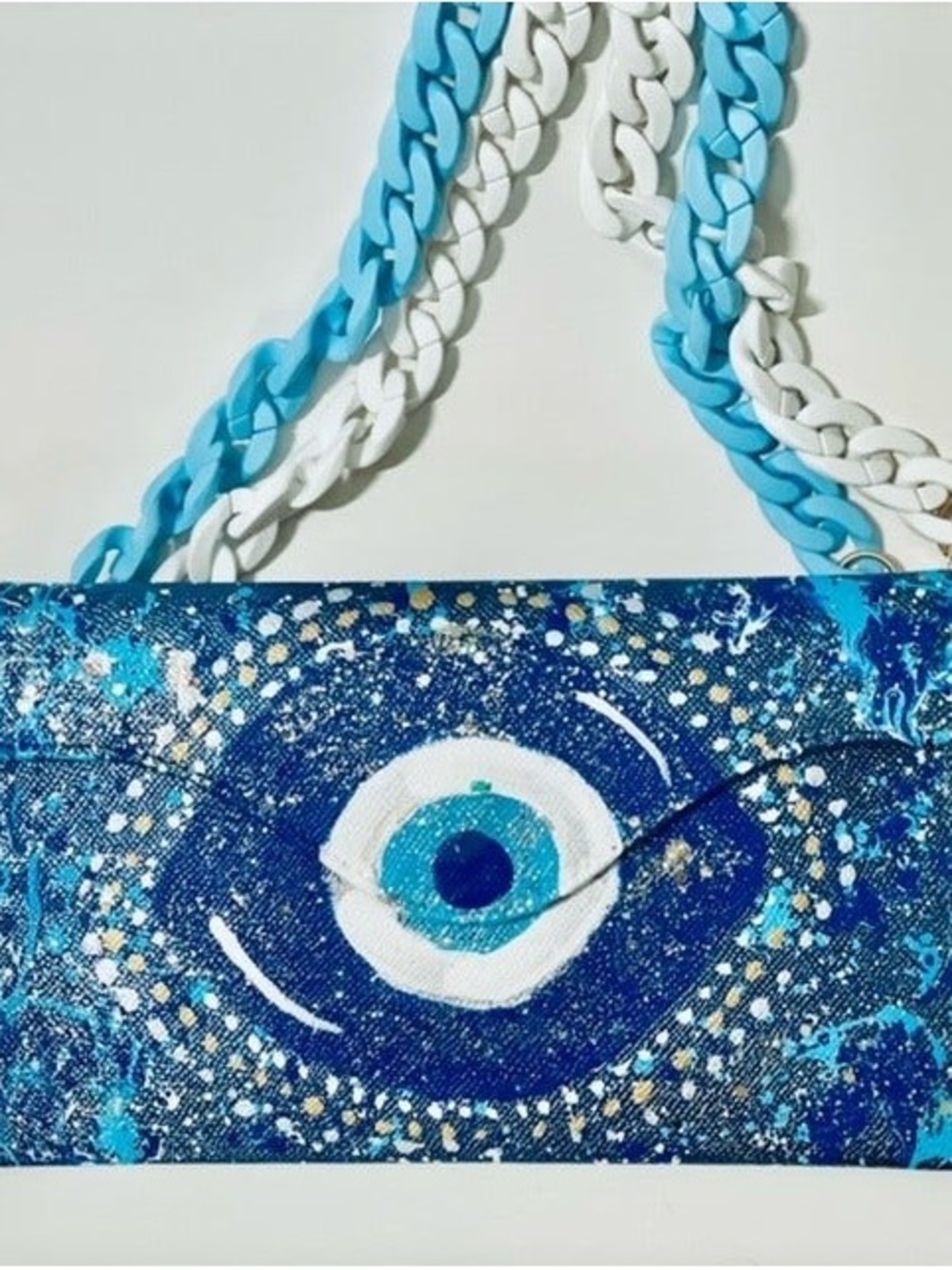 Blue & White Evil Eye Crossbody Bag - Anca Barbu